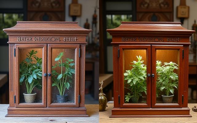 Restauration d'un ancien vivarium en bois, avant et après